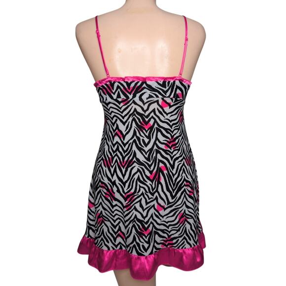Y2K Zebra Print Babydoll Lingerie Slip Dress XS Coquette Fairy Grunge Whimsigoth - Picture 2 of 4